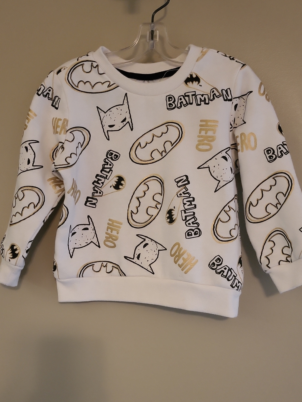 Batman cream sweatshirt with gold & black logos